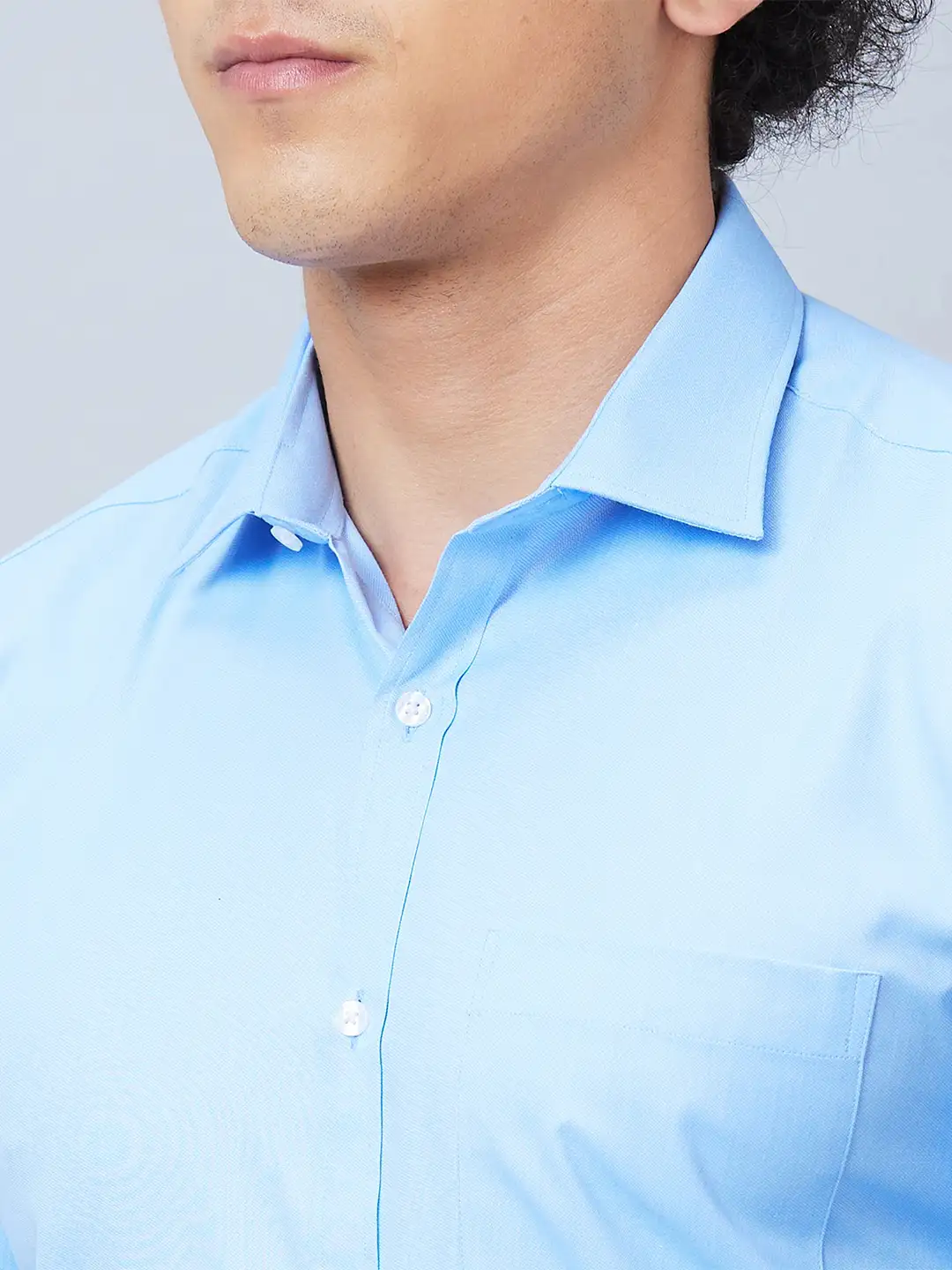 Park Avenue Men Blue Structure Slim Fit Polyester Blend Cutaway Collar Shirt - Image 7