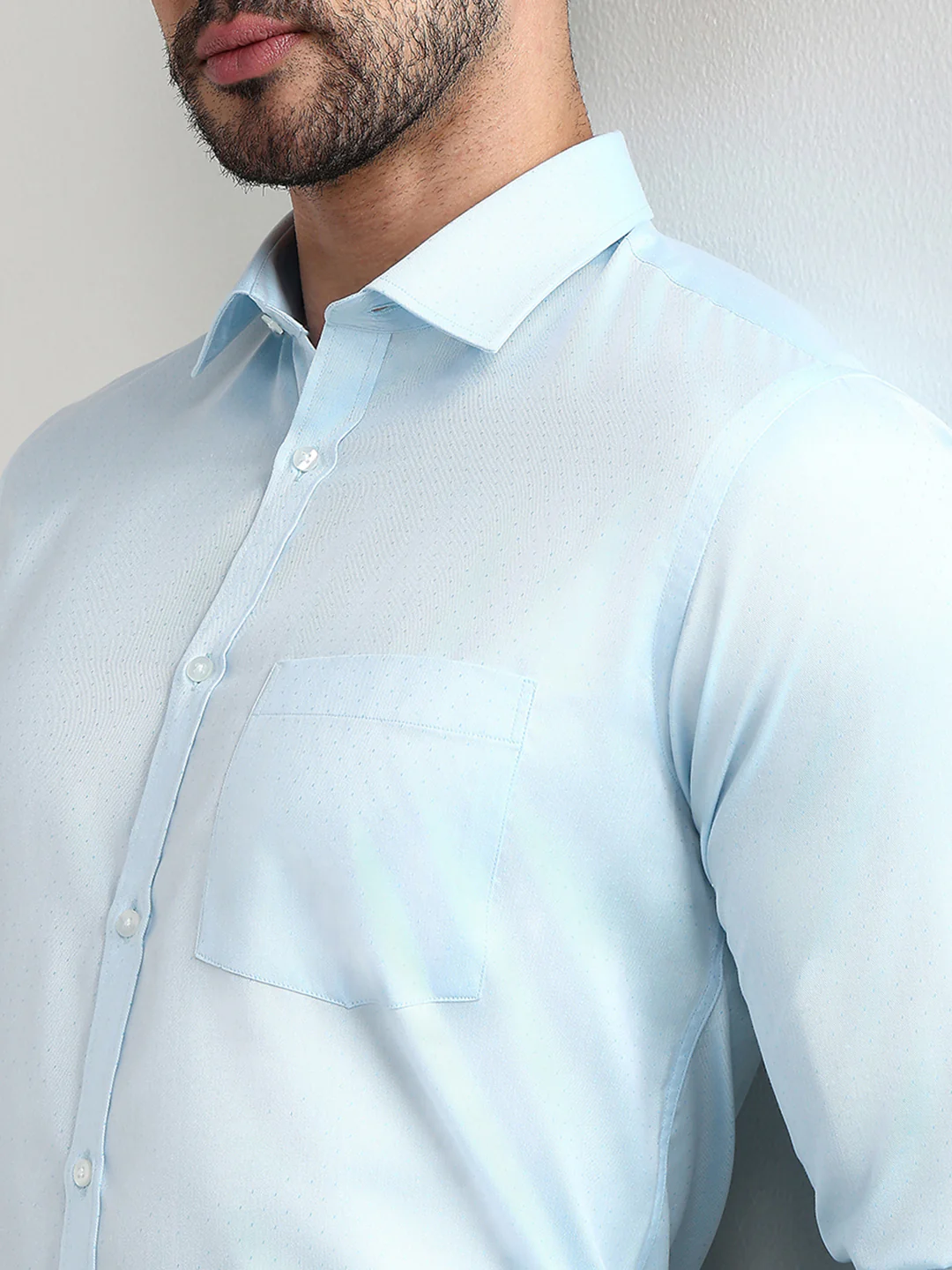 Park Avenue Men Blue Structure Slim Fit Polyester Blend Formal Shirt - Image 6