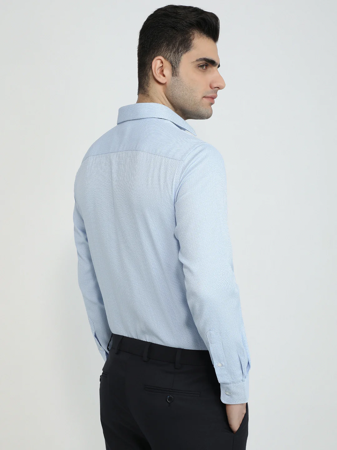 Park Avenue Men Blue Structure Slim Fit Polyester Blend Formal Shirt - Image 4
