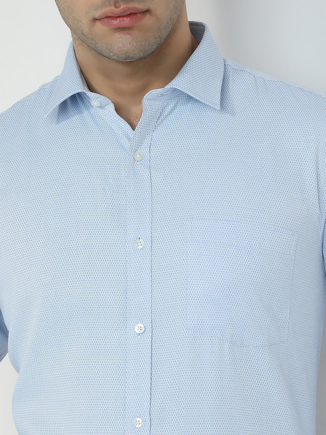 Park Avenue Men Blue Structure Slim Fit Polyester Blend Formal Shirt - Image 6