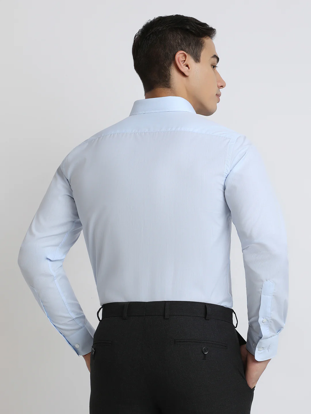 Park Avenue Men Blue Structure Slim Fit Polyester Blend Shirt - Image 4