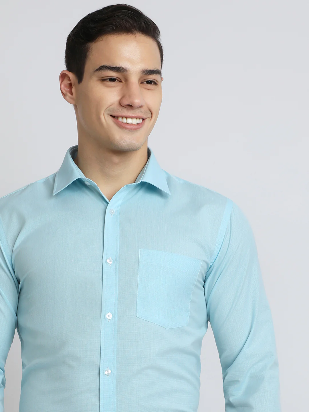 Park Avenue Men Blue Structure Slim Fit Polyester Blend Shirt - Image 6