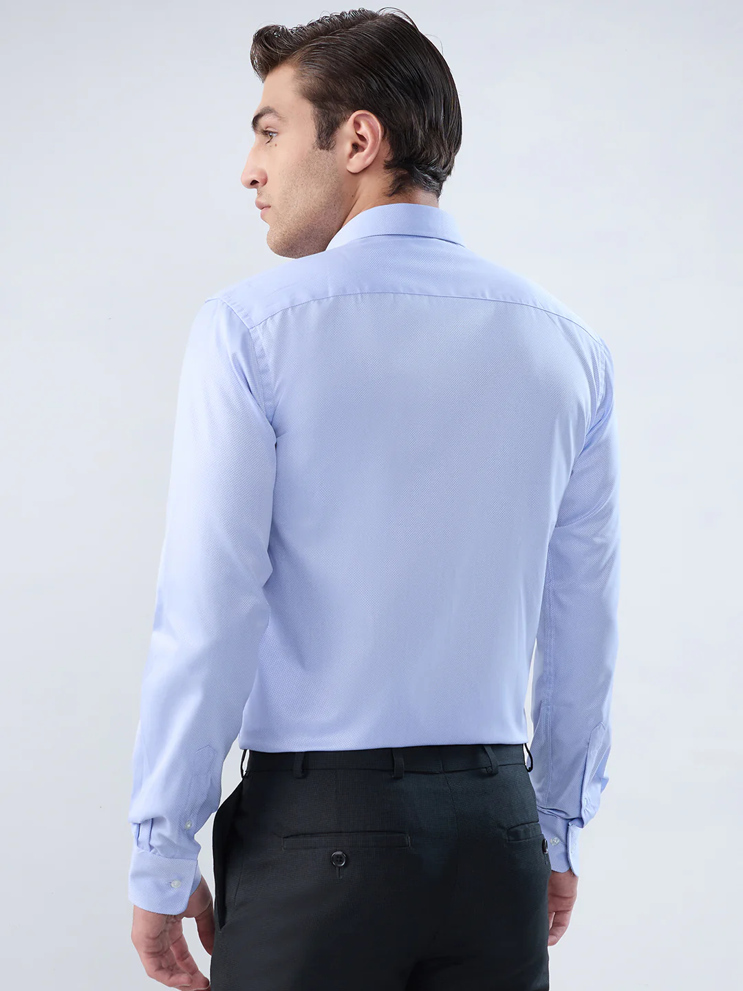 Park Avenue Men Blue Structure Slim Fit Polyester Blend Shirt - Image 4