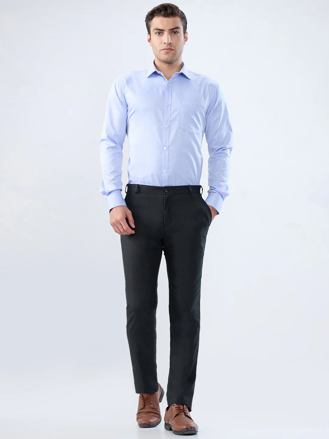 Park Avenue Men Blue Structure Slim Fit Polyester Blend Shirt - Image 5