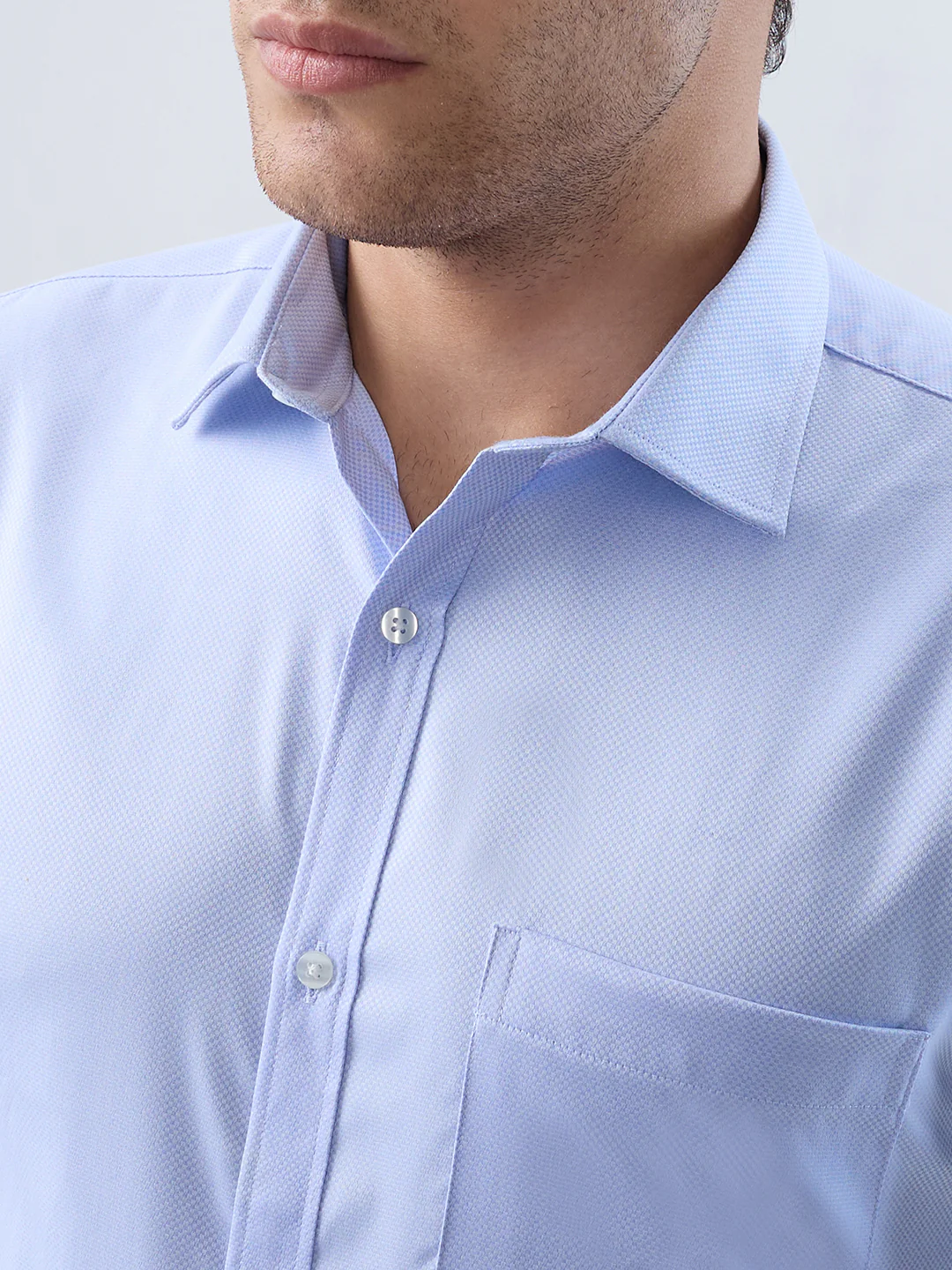 Park Avenue Men Blue Structure Slim Fit Polyester Blend Shirt - Image 6