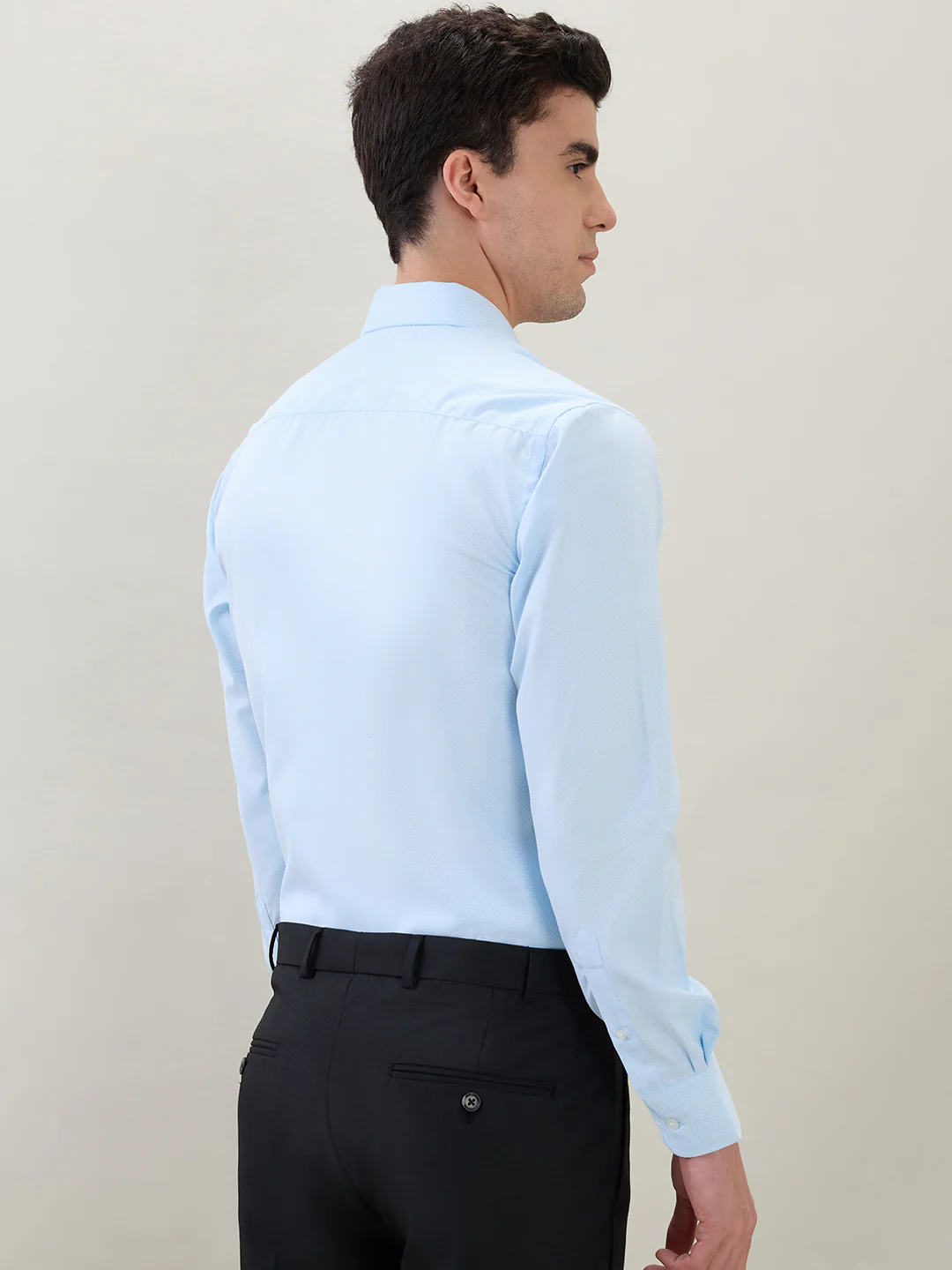 Park Avenue Men Blue Structure Slim Fit Polyester Blend Shirt - Image 4