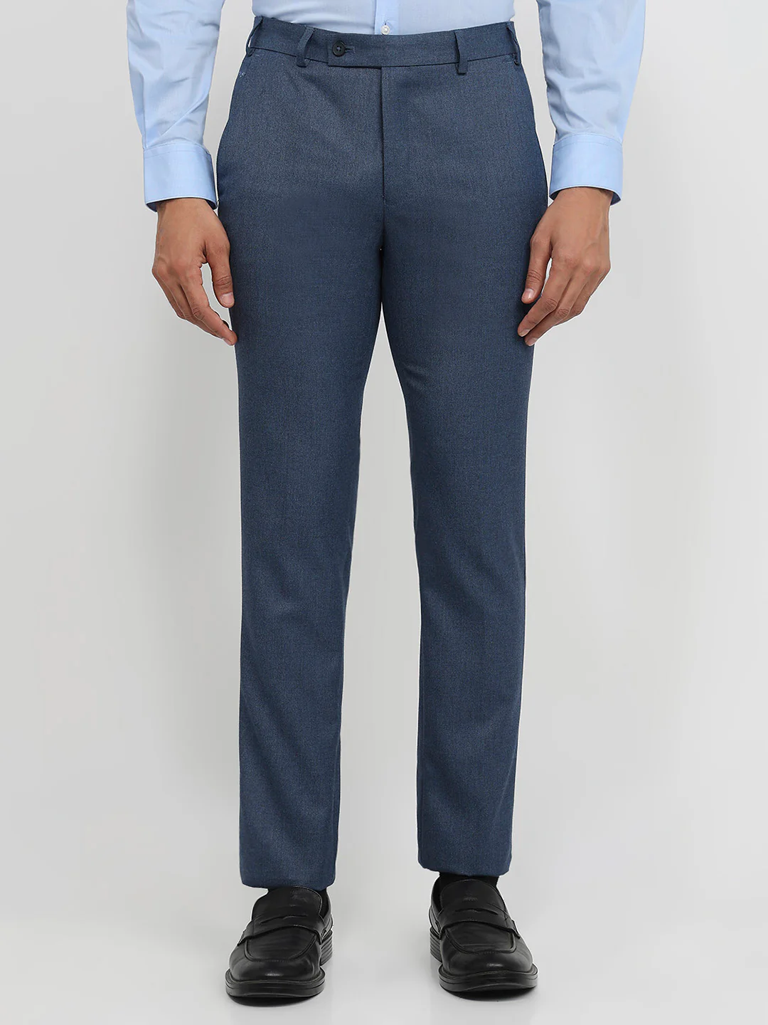 Park Avenue Men Blue Structure Slim Fit Polyester Blend Trouser