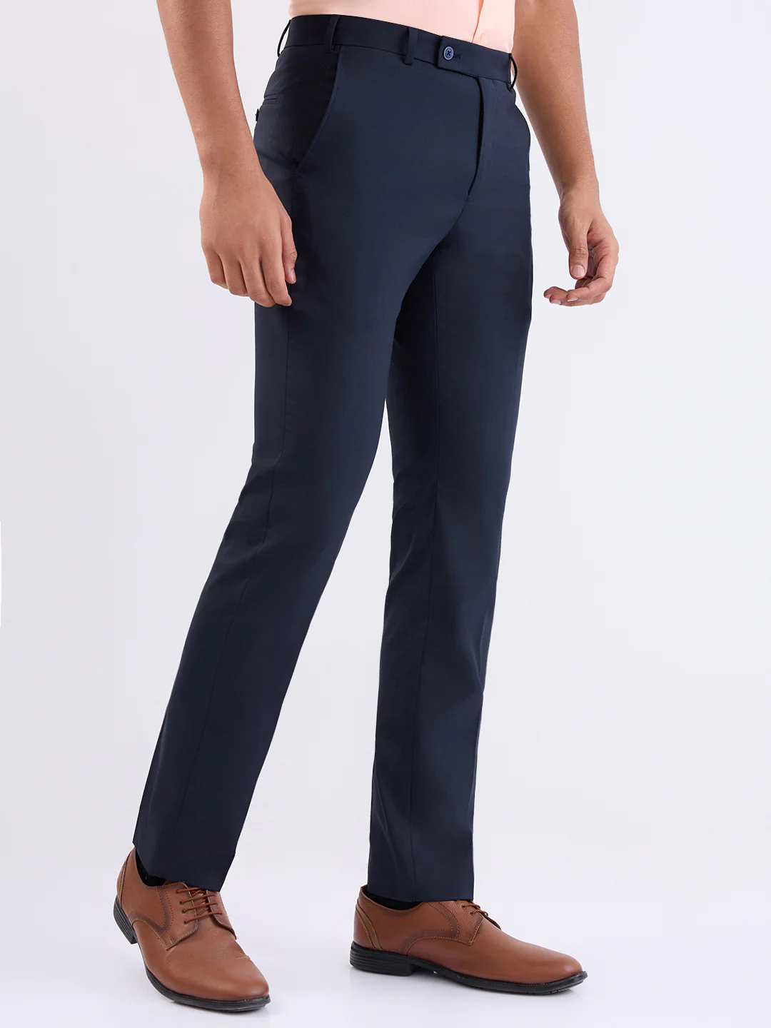 Park Avenue Men Blue Structure Slim Fit Polyester Blend Trouser - Image 3