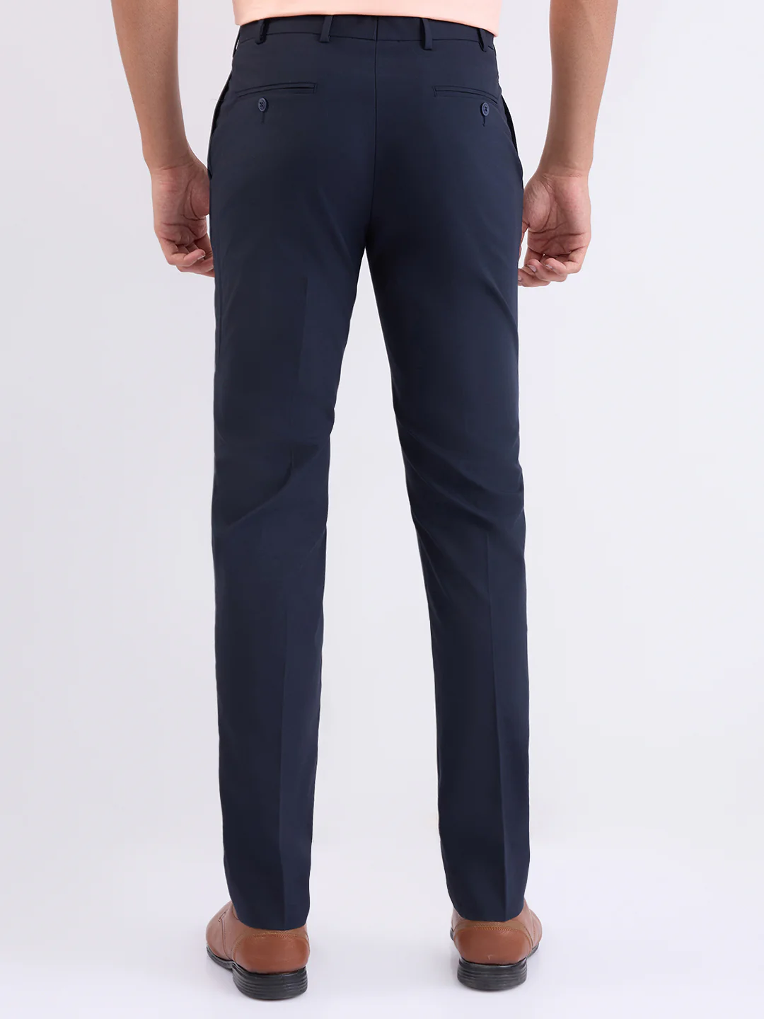 Park Avenue Men Blue Structure Slim Fit Polyester Blend Trouser - Image 4