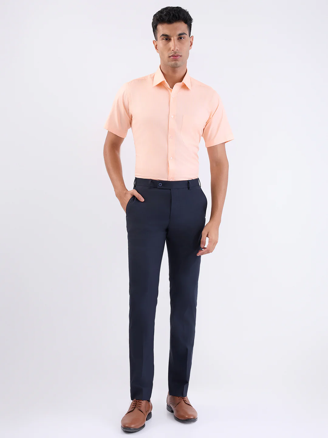 Park Avenue Men Blue Structure Slim Fit Polyester Blend Trouser - Image 5
