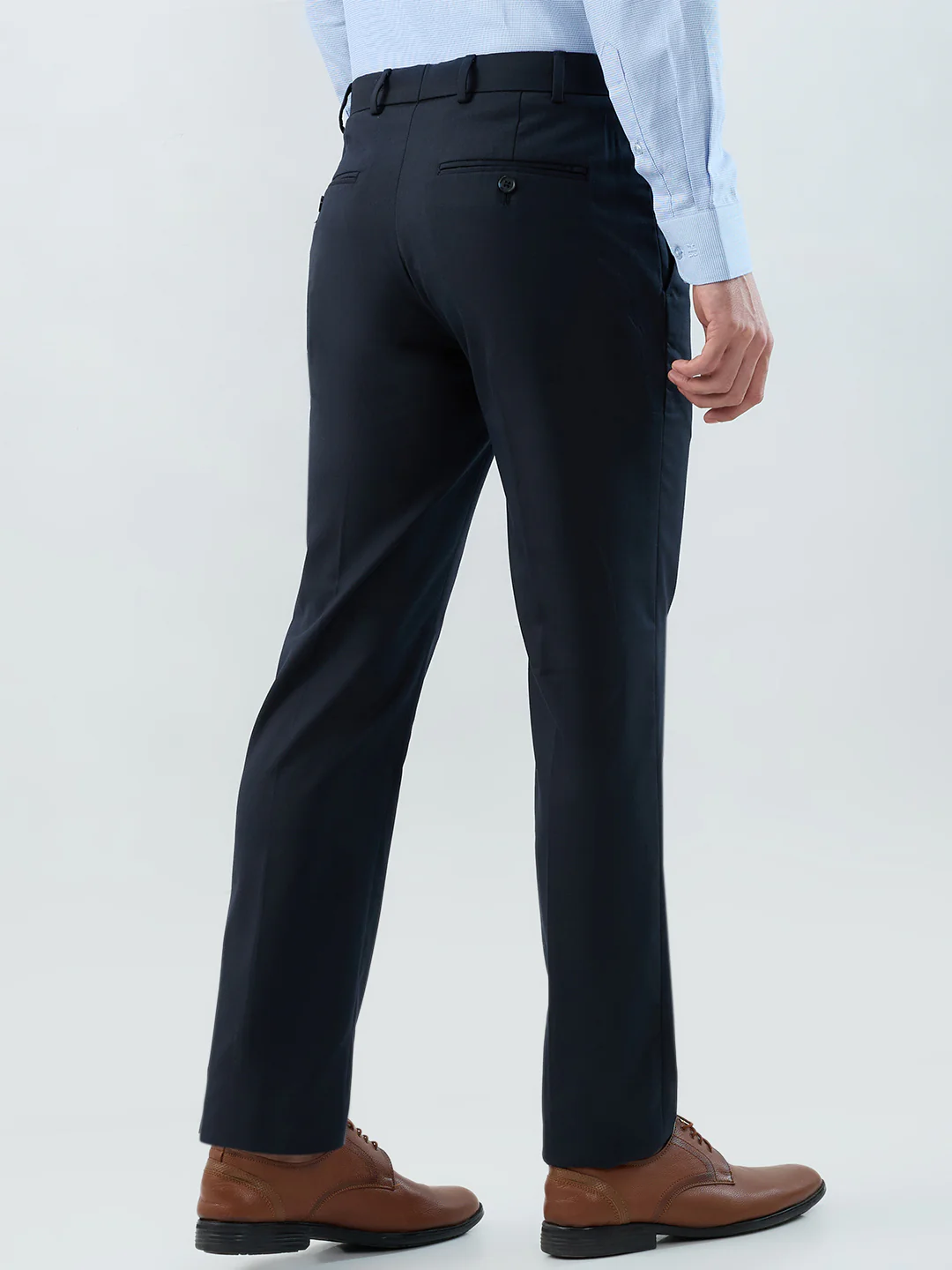 Park Avenue Men Blue Structure Slim Fit Polyester Blend Trouser - Image 4