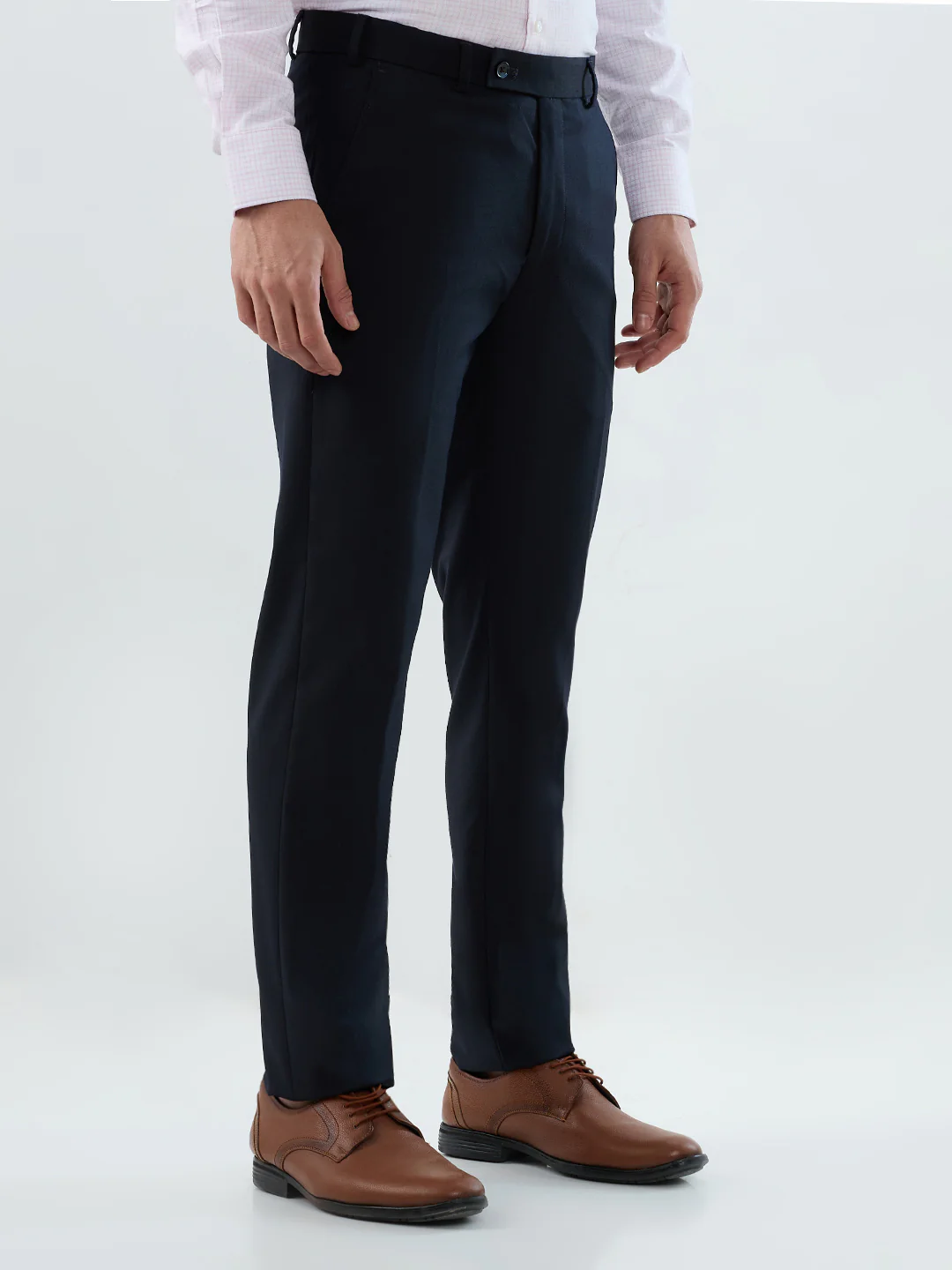 Park Avenue Men Blue Structure Slim Fit Polyester Blend Trouser - Image 2