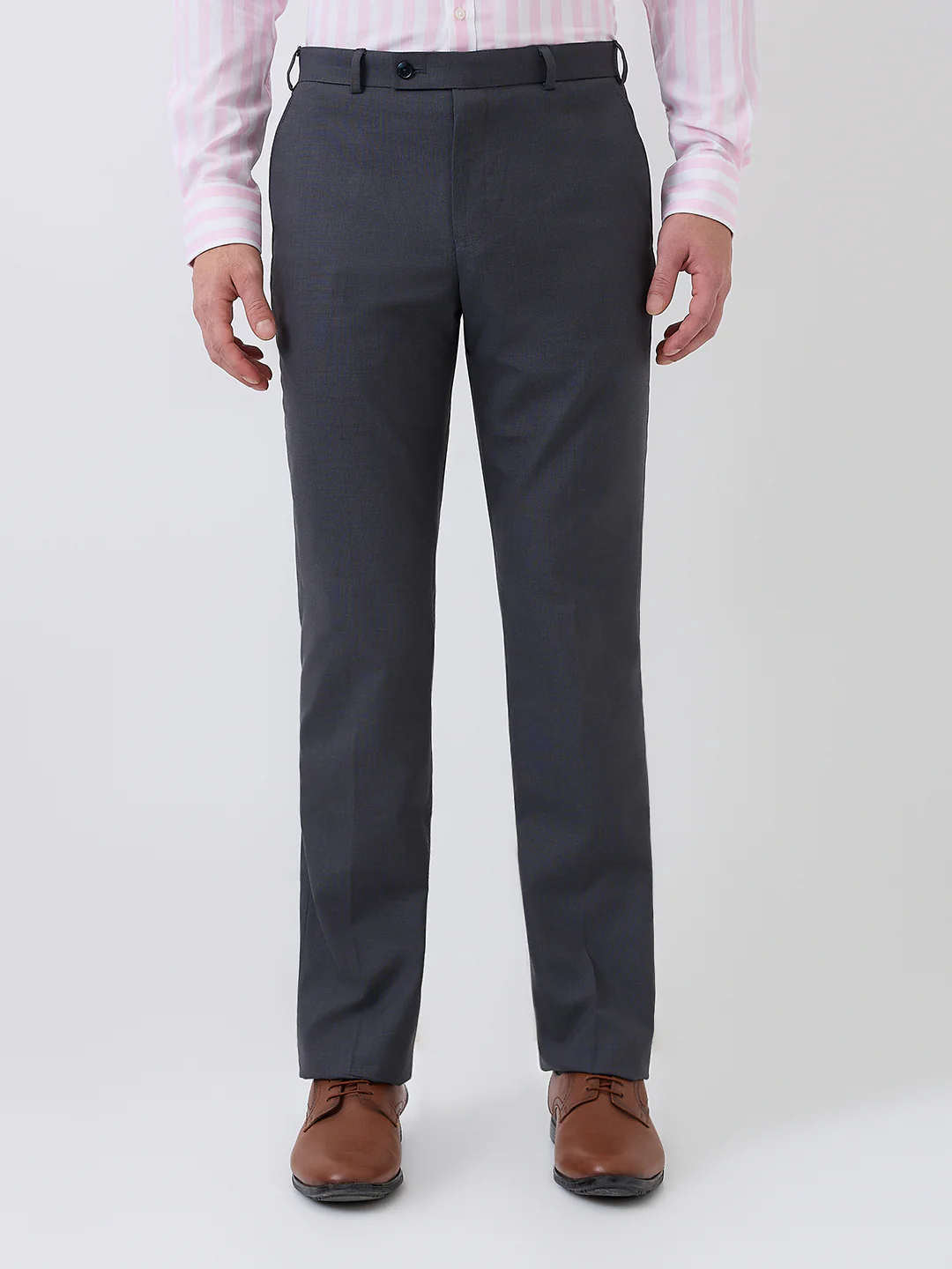 Park Avenue Men Blue Structure Smart Fit Polyester Blend Trouser