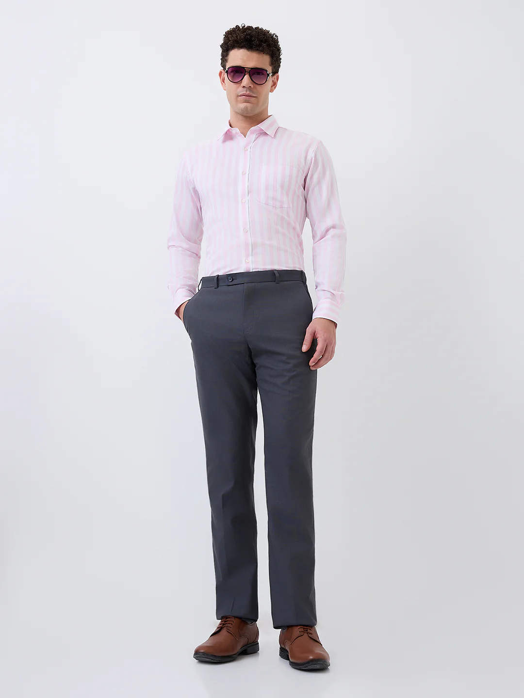 Park Avenue Men Blue Structure Smart Fit Polyester Blend Trouser - Image 6