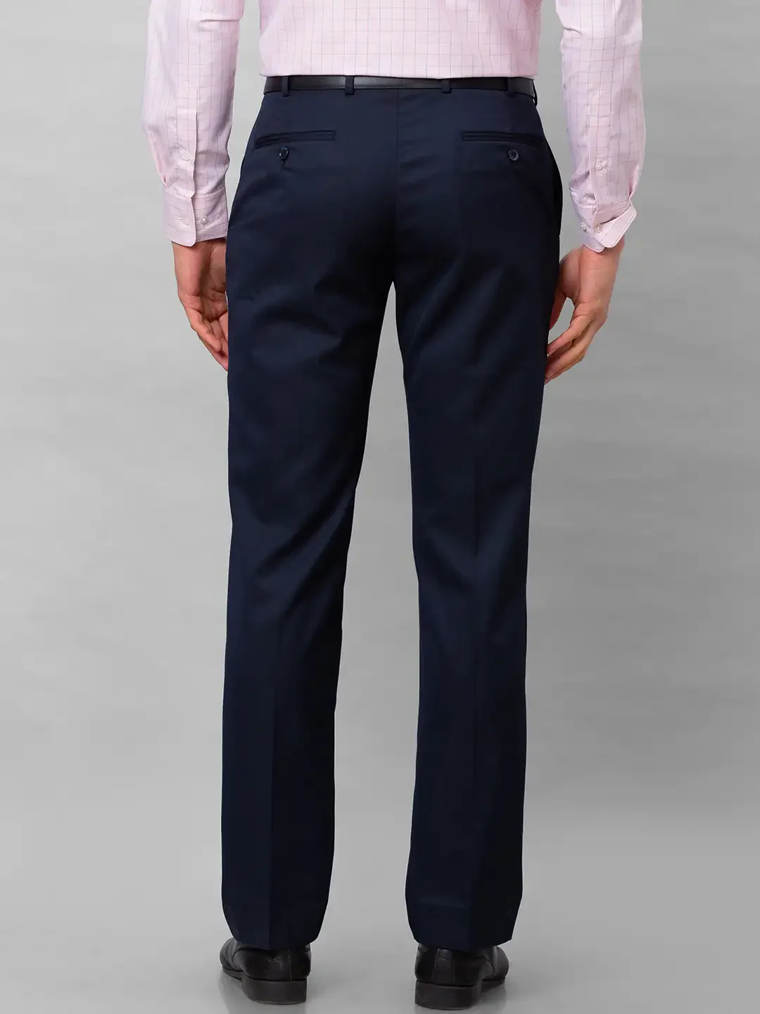 Park Avenue Men Blue Structure Smart Fit Polyester Blend Trousers - Image 4