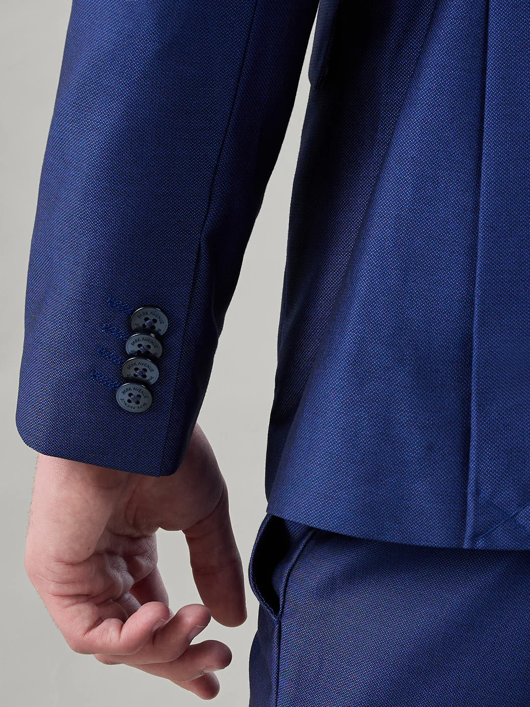Park Avenue Men Blue Structure Super Slim Fit Terry Blend Suit - Image 9
