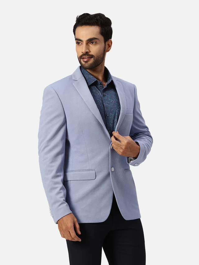 Park Avenue Men Blue Structure Super Slim Fit Terylene Blazer - Image 2