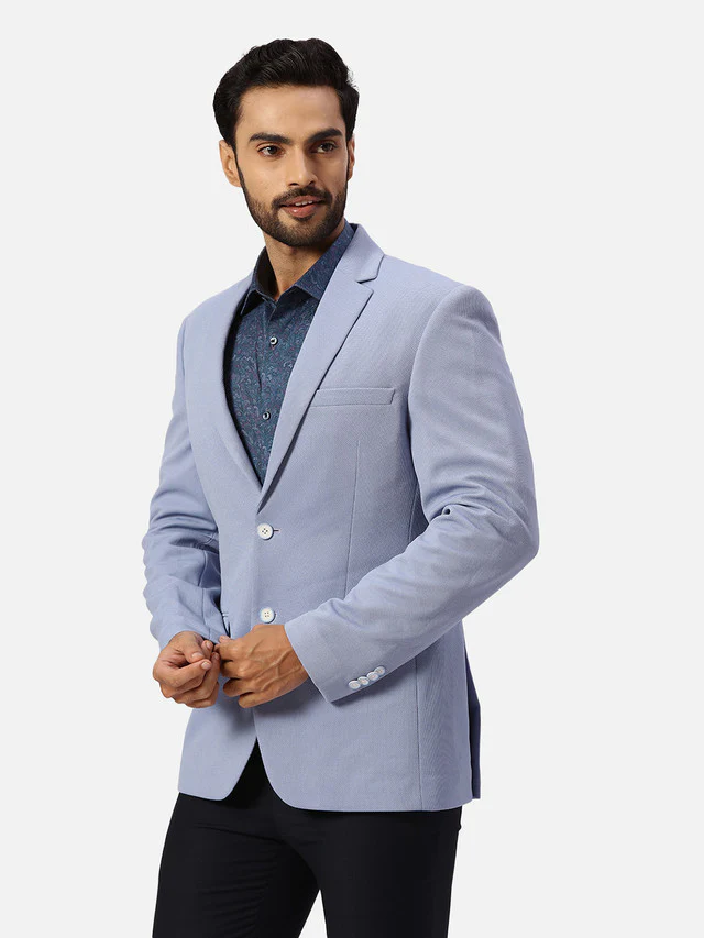 Park Avenue Men Blue Structure Super Slim Fit Terylene Blazer - Image 3