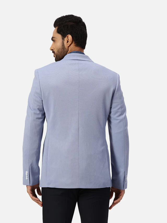 Park Avenue Men Blue Structure Super Slim Fit Terylene Blazer - Image 4