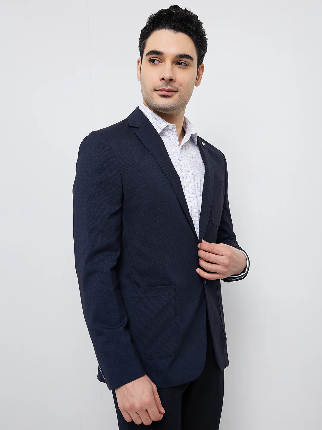 Park Avenue Men Blue Structure Super Slim Fit Terylene Blend Blazer - Image 2