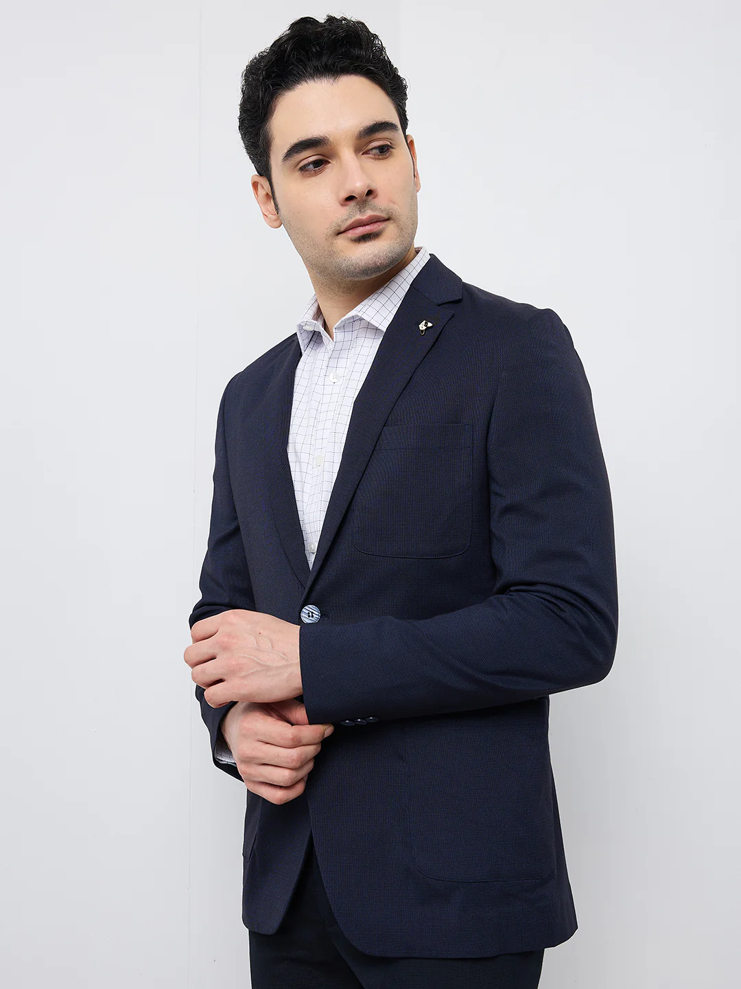 Park Avenue Men Blue Structure Super Slim Fit Terylene Blend Blazer - Image 3