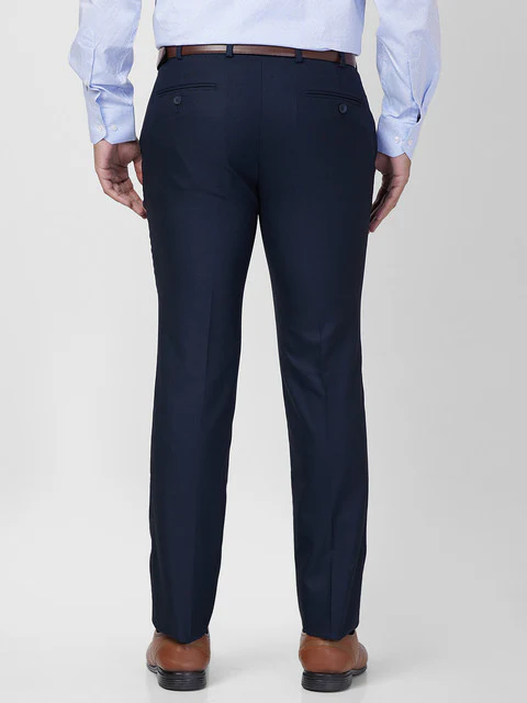 Park Avenue Men Blue Super Slim Fit Plain Trouser - Image 5