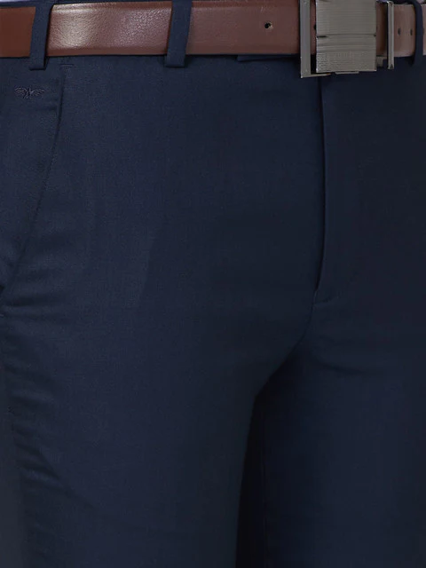 Park Avenue Men Blue Super Slim Fit Plain Trouser - Image 7