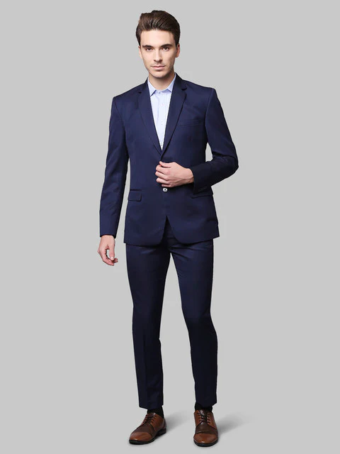 Park Avenue Men Blue Super Slim Fit Structured Suit