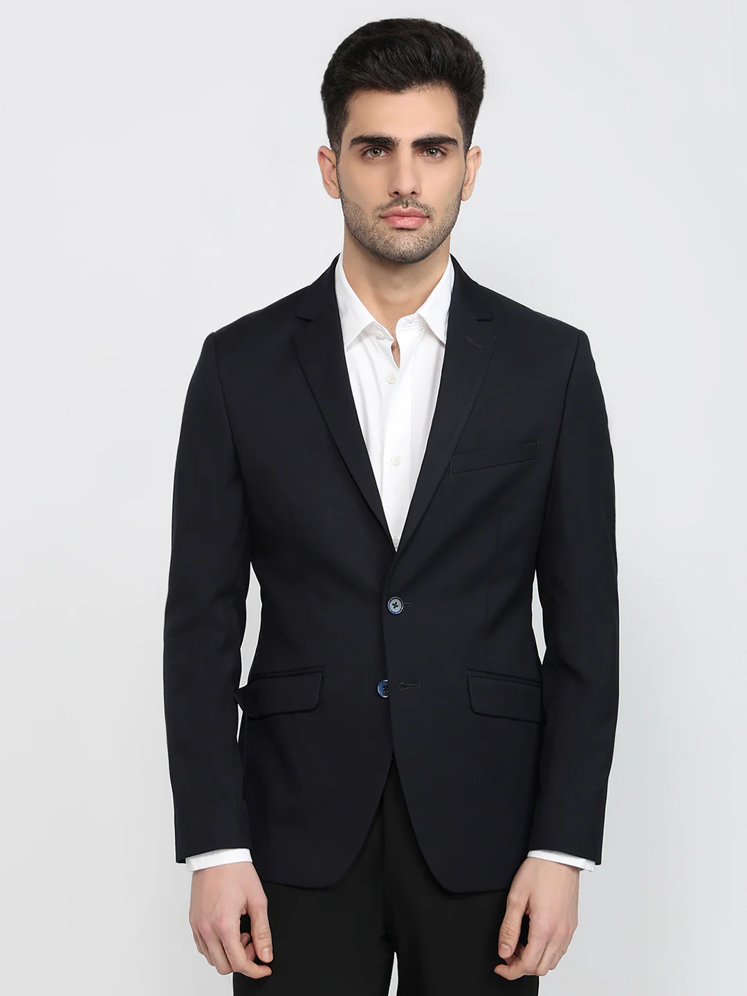 Park Avenue Men Blue Super Slim Fit Terry Blend Blazer