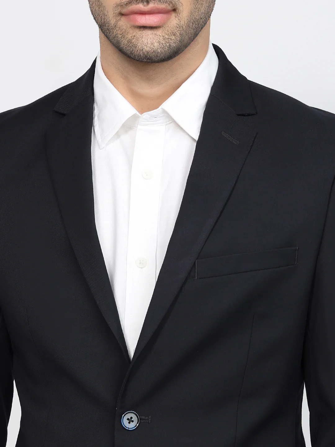Park Avenue Men Blue Super Slim Fit Terry Blend Blazer - Image 6