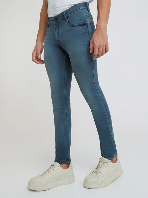 Park Avenue Men Blue Twill Slim Fit Cotton Blend Jeans - Image 3