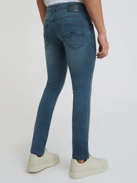 Park Avenue Men Blue Twill Slim Fit Cotton Blend Jeans - Image 4