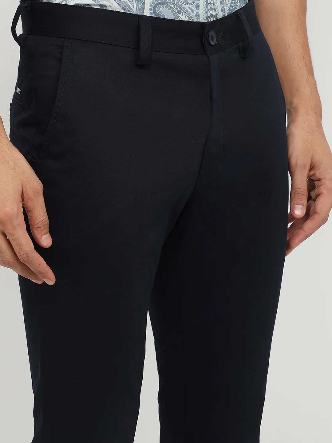 Park Avenue Men Blue Twill Slim Fit Cotton Blend Trouser - Image 6