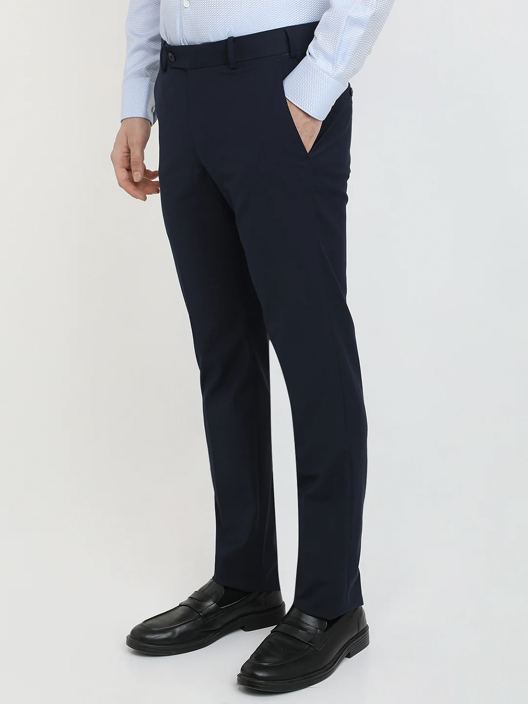 Park Avenue Men Blue Twill Slim Fit Polyester Blend Trouser - Image 2