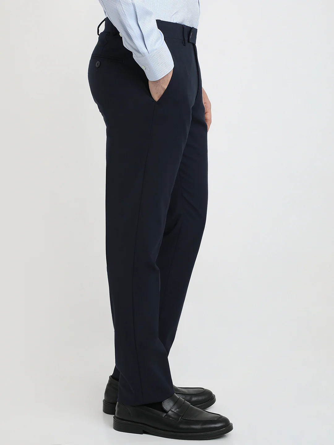 Park Avenue Men Blue Twill Slim Fit Polyester Blend Trouser - Image 3