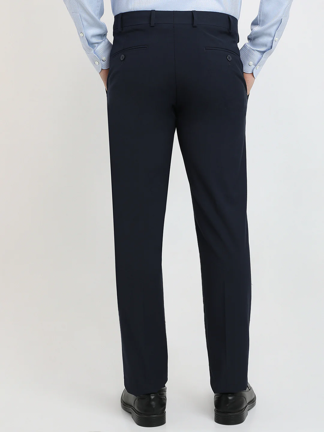 Park Avenue Men Blue Twill Slim Fit Polyester Blend Trouser - Image 4