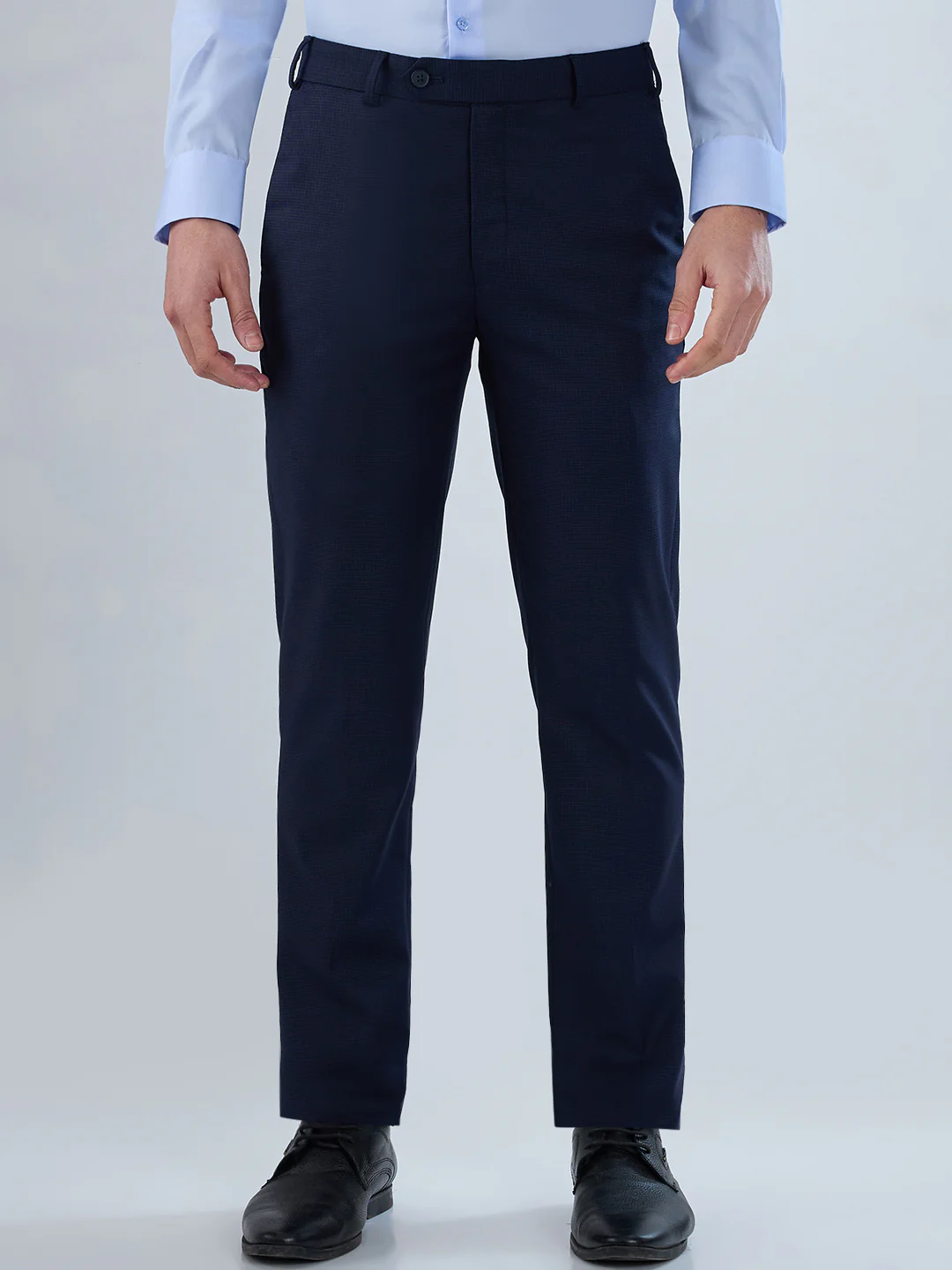 Park Avenue Men Blue Twill Slim Fit Polyester Blend Trouser