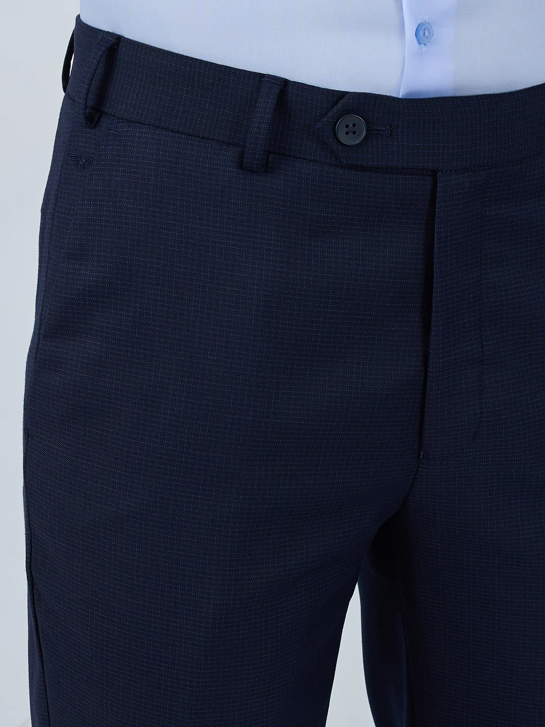 Park Avenue Men Blue Twill Slim Fit Polyester Blend Trouser - Image 6