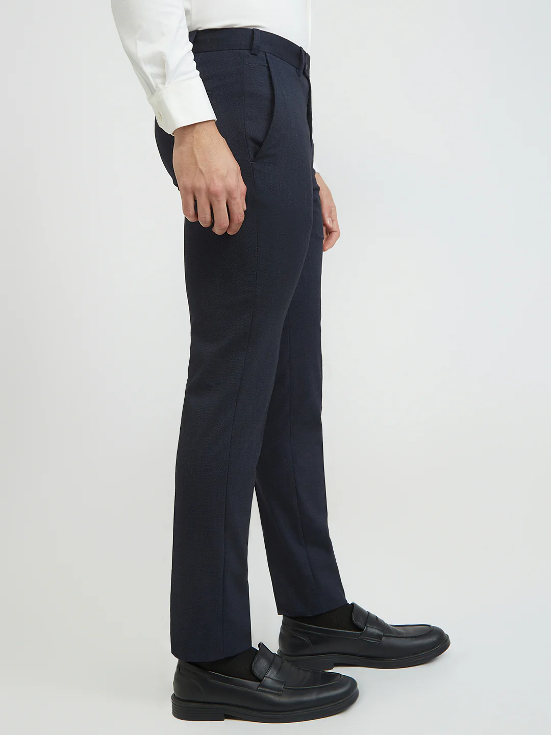 Park Avenue Men Blue Twill Super Slim Fit Polyester Blend Trouser - Image 2