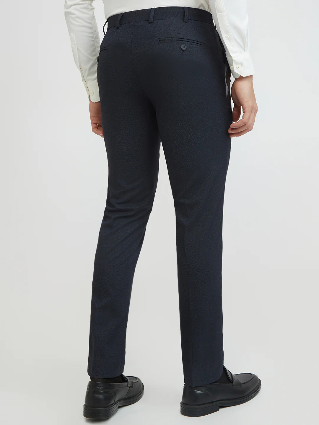 Park Avenue Men Blue Twill Super Slim Fit Polyester Blend Trouser - Image 4