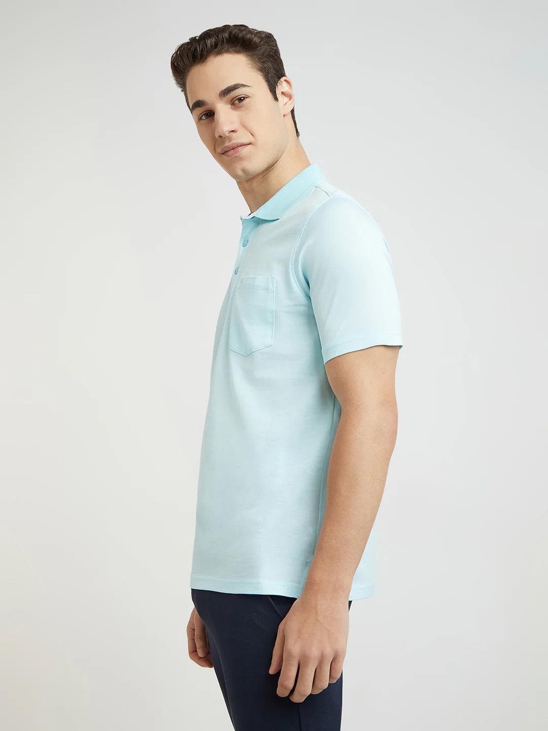 Park Avenue Men Blue Two Tone Slim Fit Cotton T-Shirt - Image 3