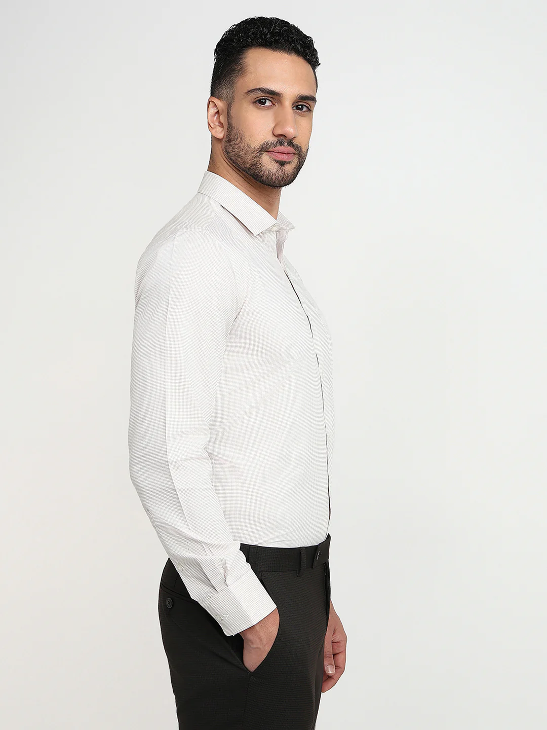Park Avenue Men Brown Checks Regular Fit Cotton Blend Formal Shirt - Image 3