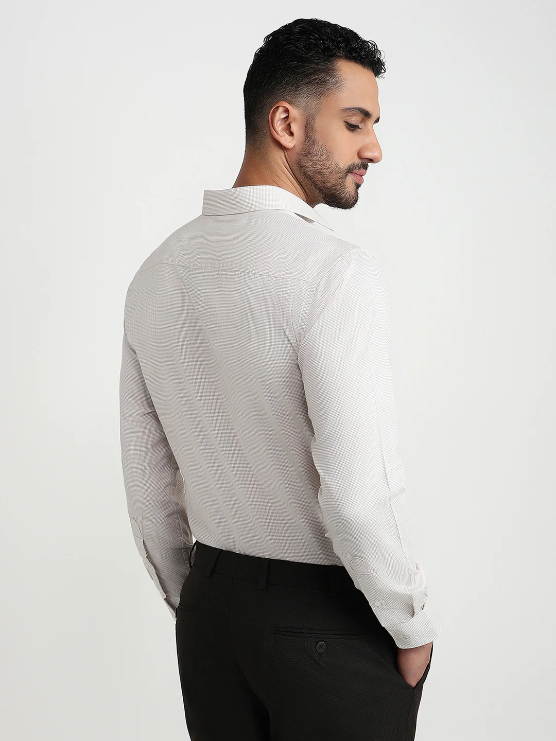 Park Avenue Men Brown Checks Regular Fit Cotton Blend Formal Shirt - Image 4