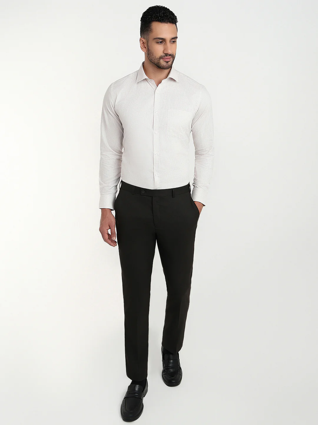 Park Avenue Men Brown Checks Regular Fit Cotton Blend Formal Shirt - Image 5
