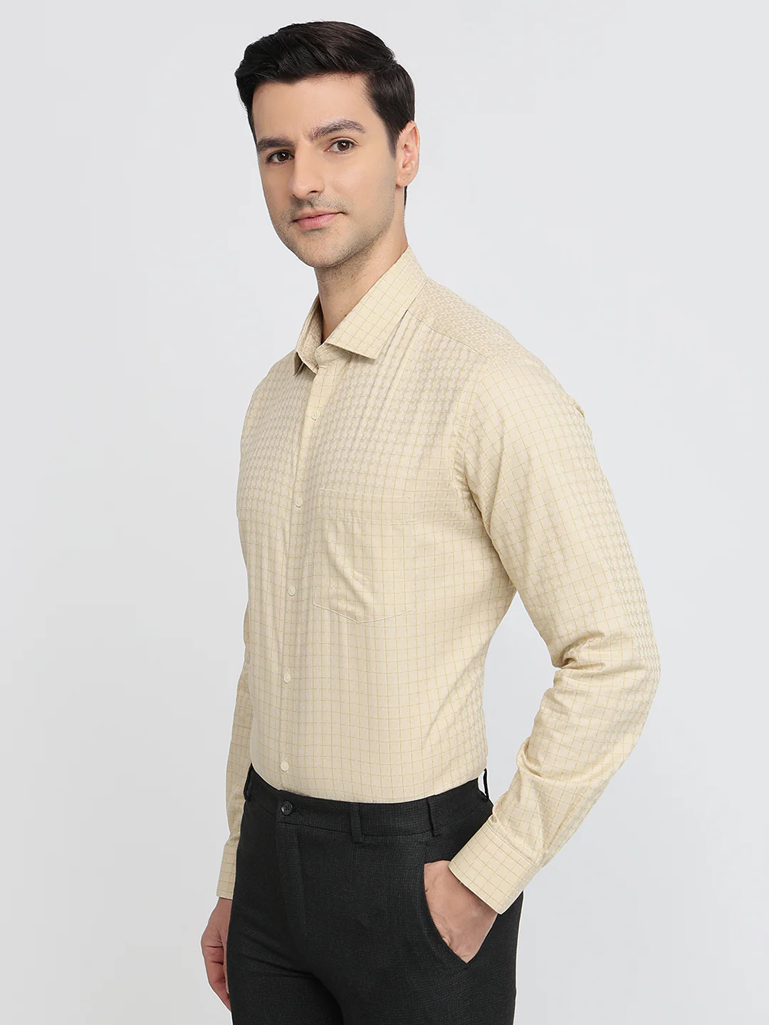 Park Avenue Men Brown Checks Regular Fit Cotton Shirt - Image 2