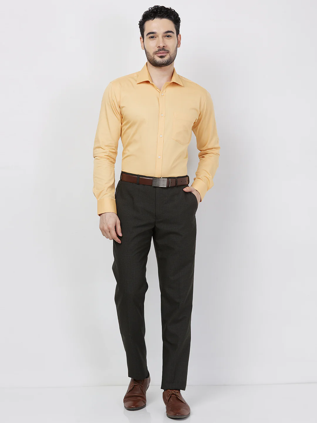 Park Avenue Men Brown Checks Regular Fit Polyester Blend Trouser - Image 5