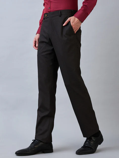 Park Avenue Men Brown Checks Regular Fit Polyester Blend Trouser - Image 2