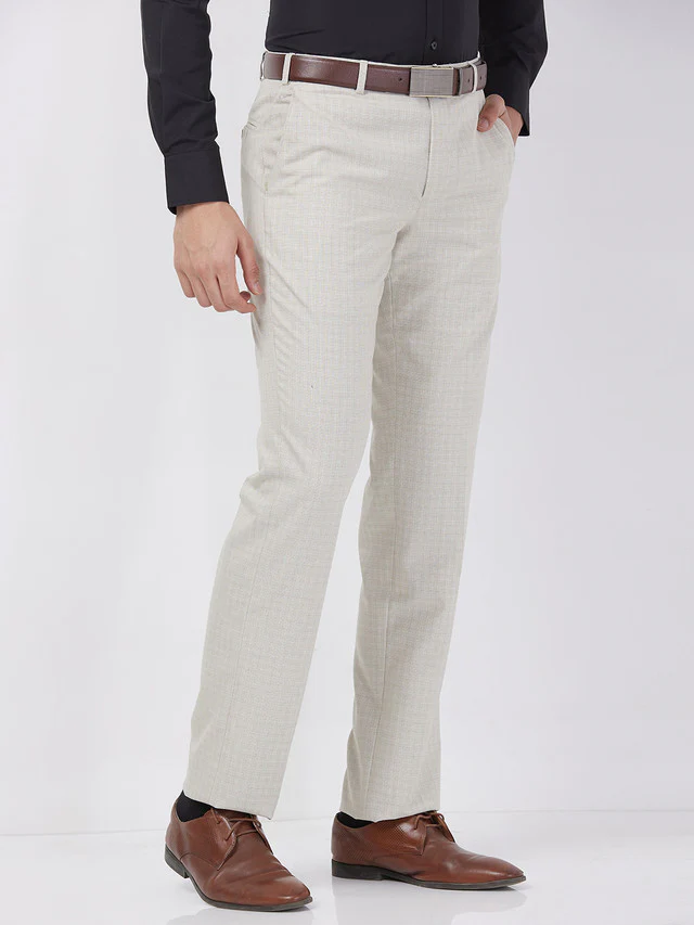 Park Avenue Men Brown Checks Regular Fit Polyester Blend Trouser - Image 2