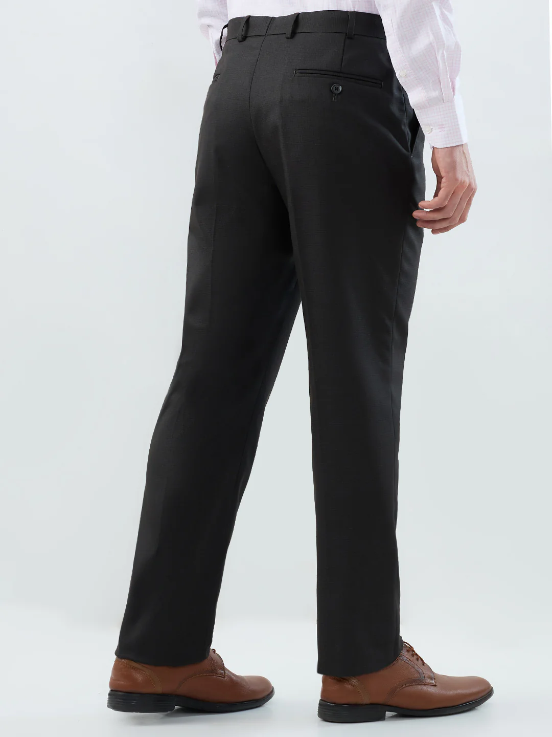 Park Avenue Men Brown Checks Regular Fit Polyester Blend Trouser - Image 4