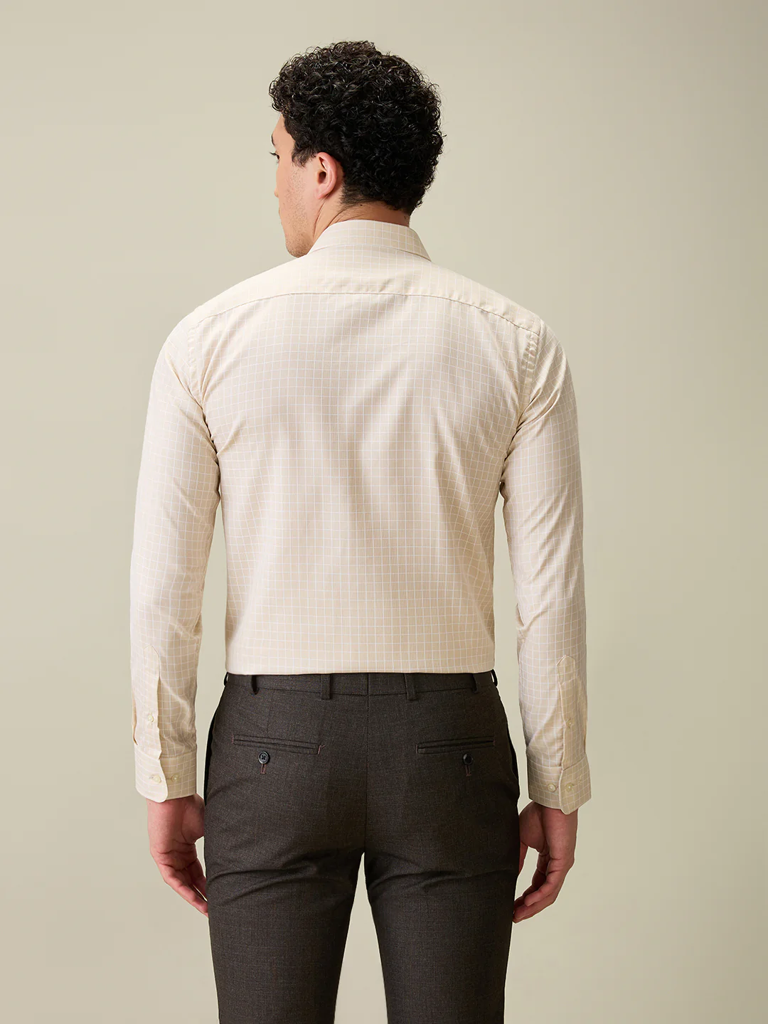 Park Avenue Men Brown Checks Slim Fit Cotton Blend Formal Shirt - Image 4